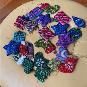 Colorful Beaded Christmas Ornaments Set